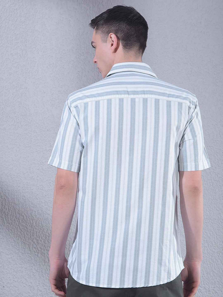 Green Vertical Stripes 100% Cotton Shirt