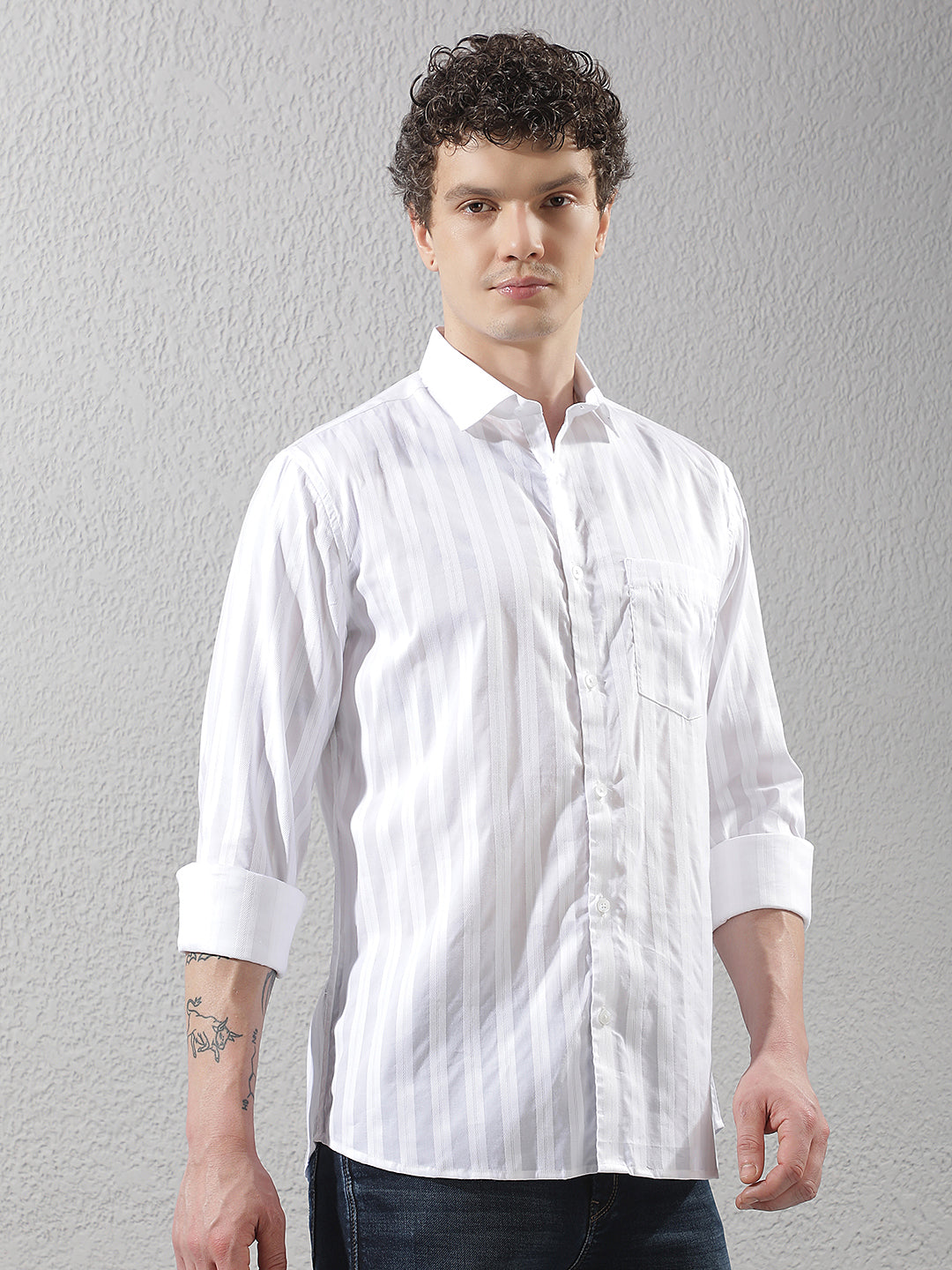 White Vertical Stripes Shirt