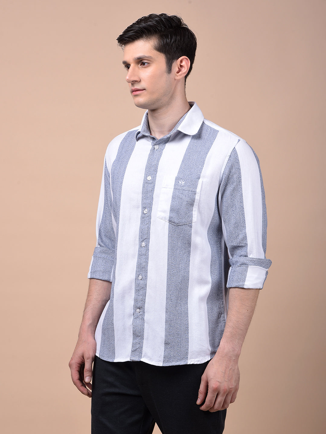 White Vertical Stripes 100% Cotton Shirt