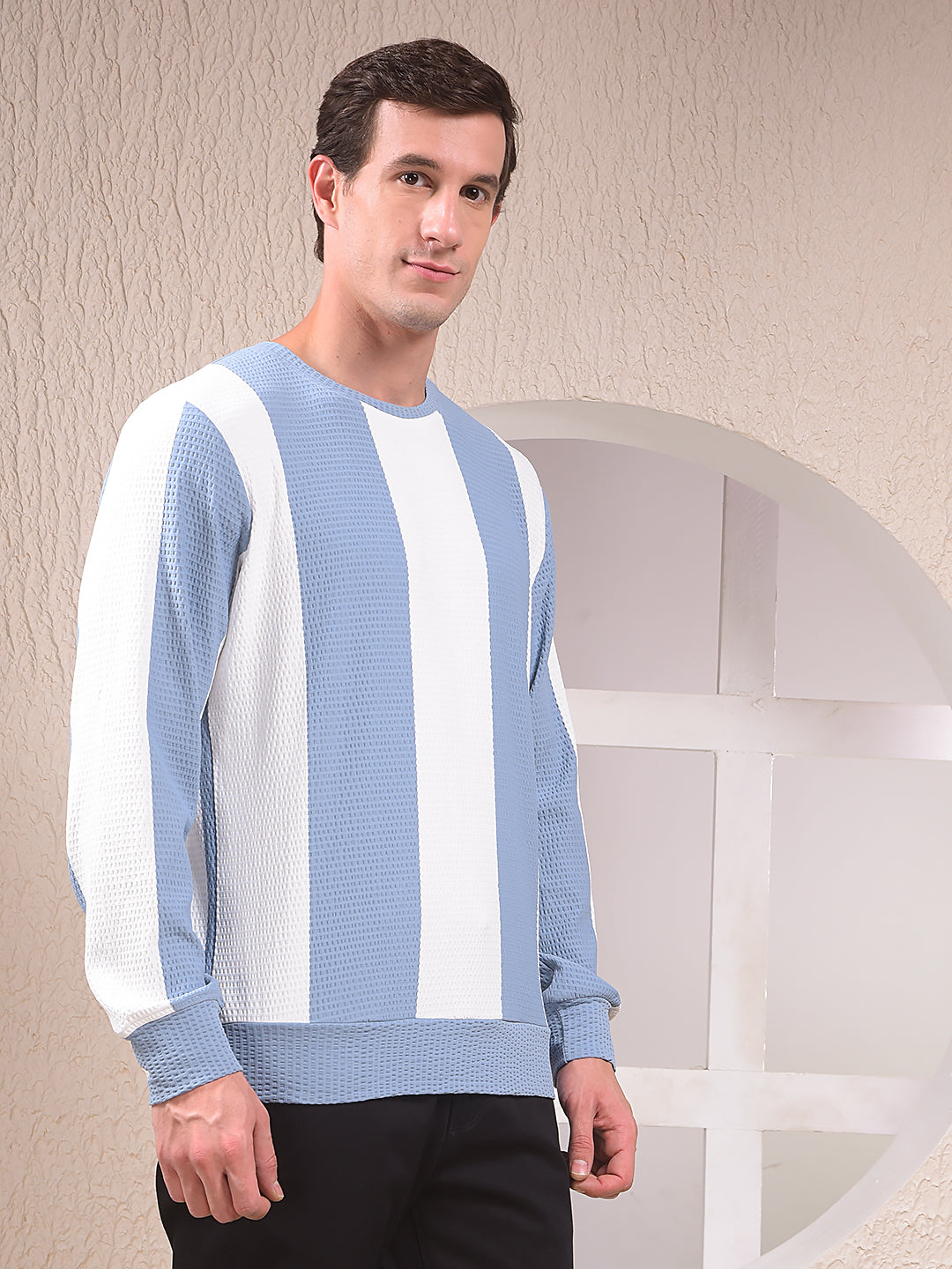 Blue Vertical Stripes Sweatshirt