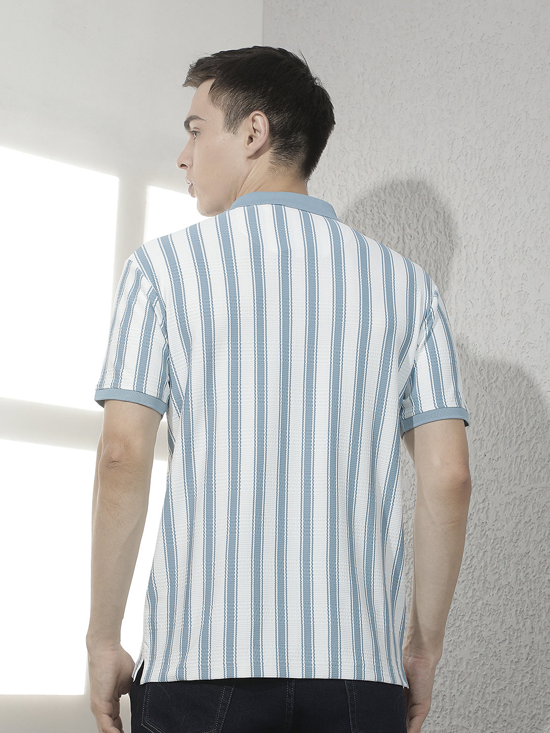Blue Vertical Stripes Polo T-Shirt