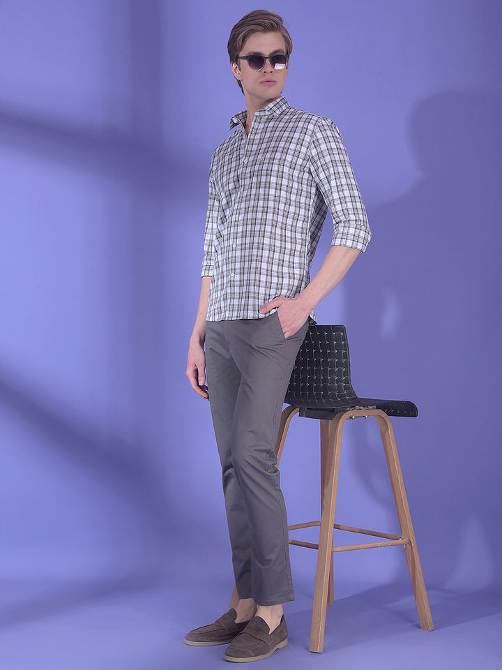 Brown Checked 100% Cotton Shirt