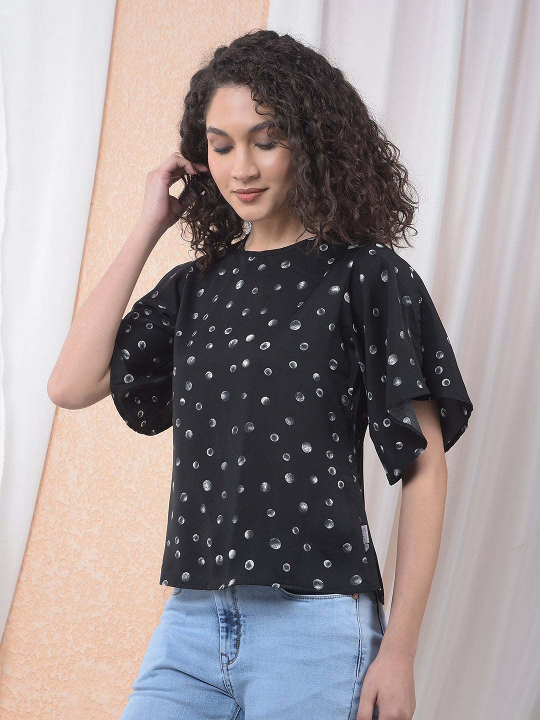 Black Polka Dot Top