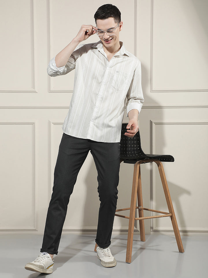 Minimalist Raven Black Textured Trousers