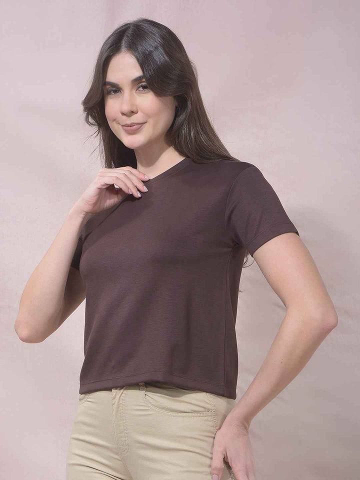 QuillMocha Brown Cropped Tee
