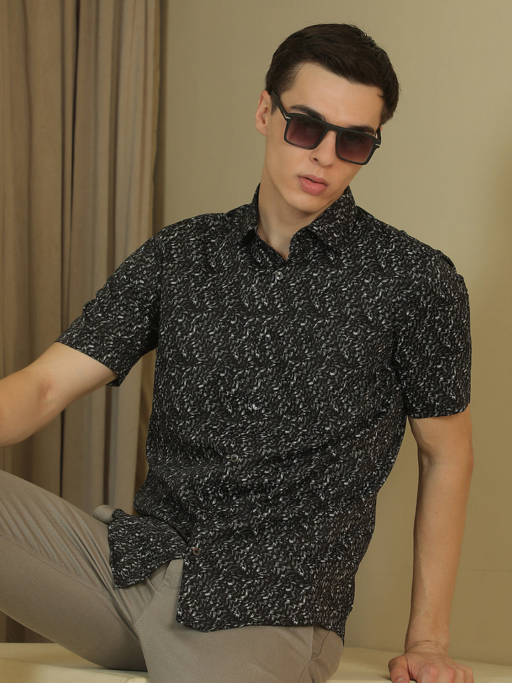 Black Printed 100% Cotton Shirt