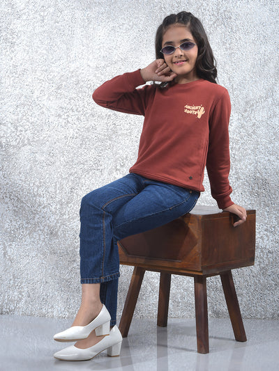 All-Day Comfort Red Knitted Sweatshirt