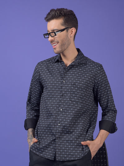 Navy Blue Printed Shirt
