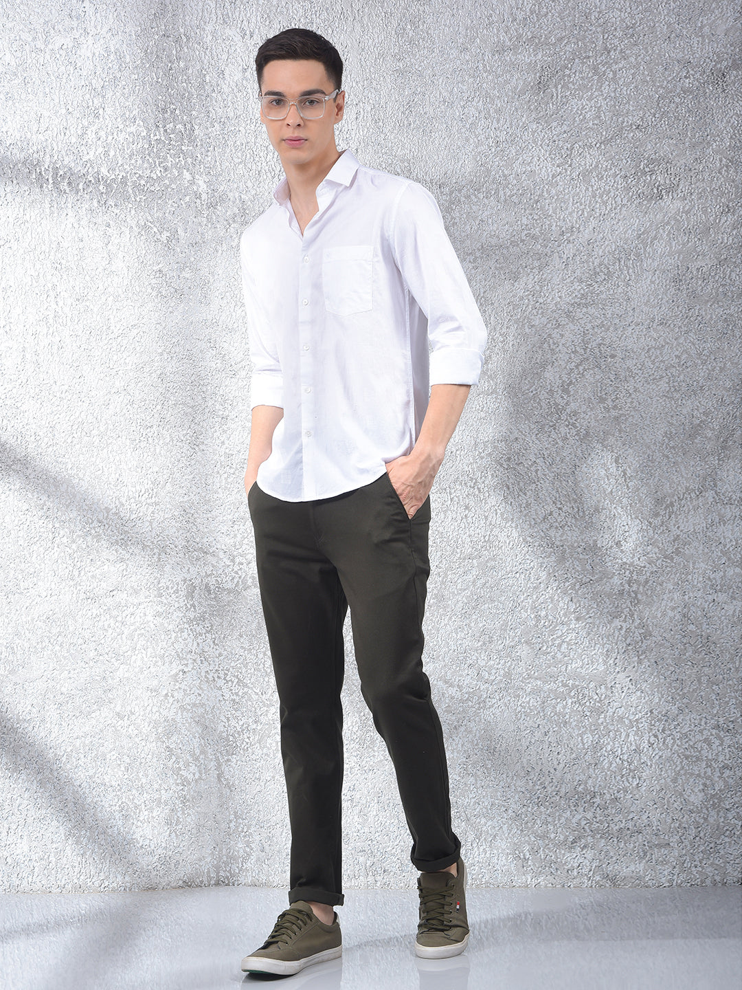 White Textured 100% Cotton Shirt
