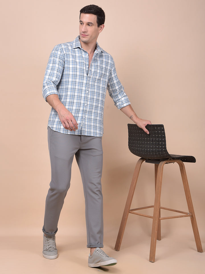 Blue Checked 100% Cotton Shirt
