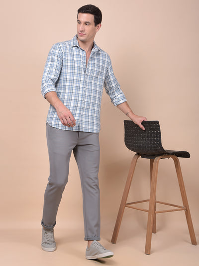 Blue Checked 100% Cotton Shirt