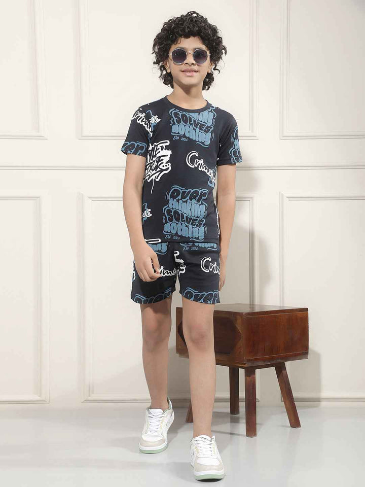 Navy Blue Graphic Print T-Shirt