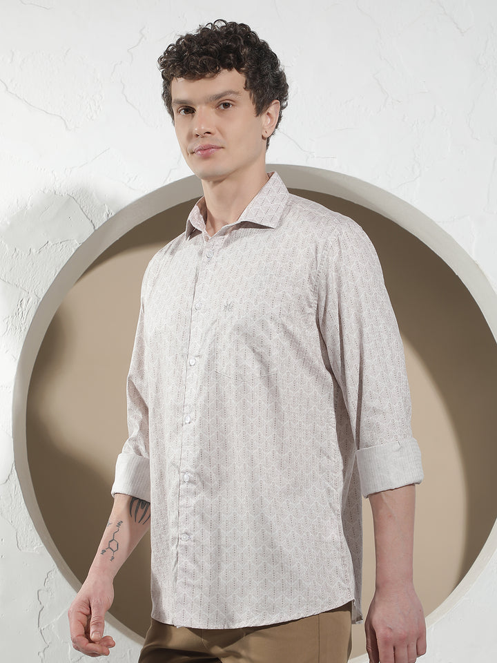Classic Beige Printed Shirt