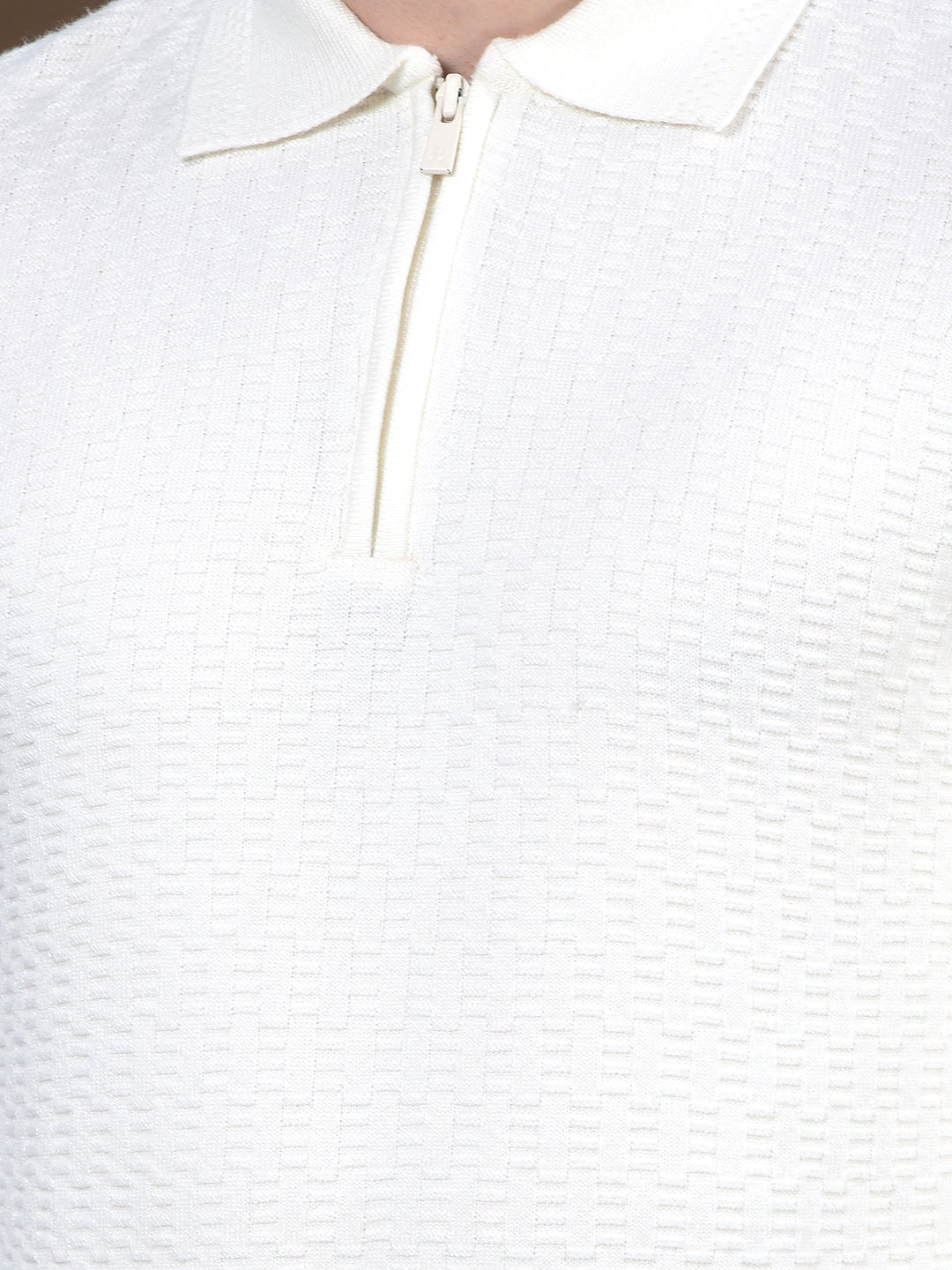 Ivory White Soft-Touch Blended Regular Textured Sweater