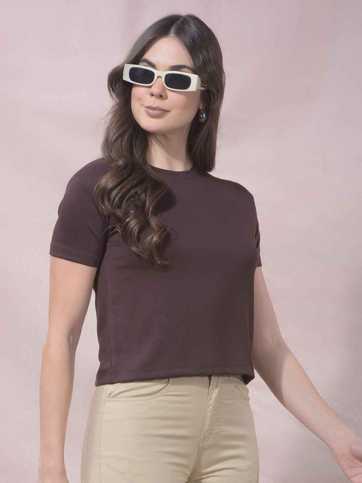 QuillMocha Brown Cropped Tee
