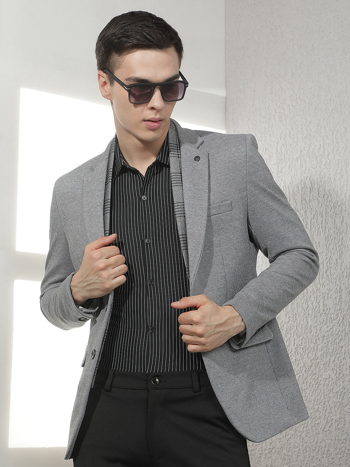 Grey Notched Lapel Blazer