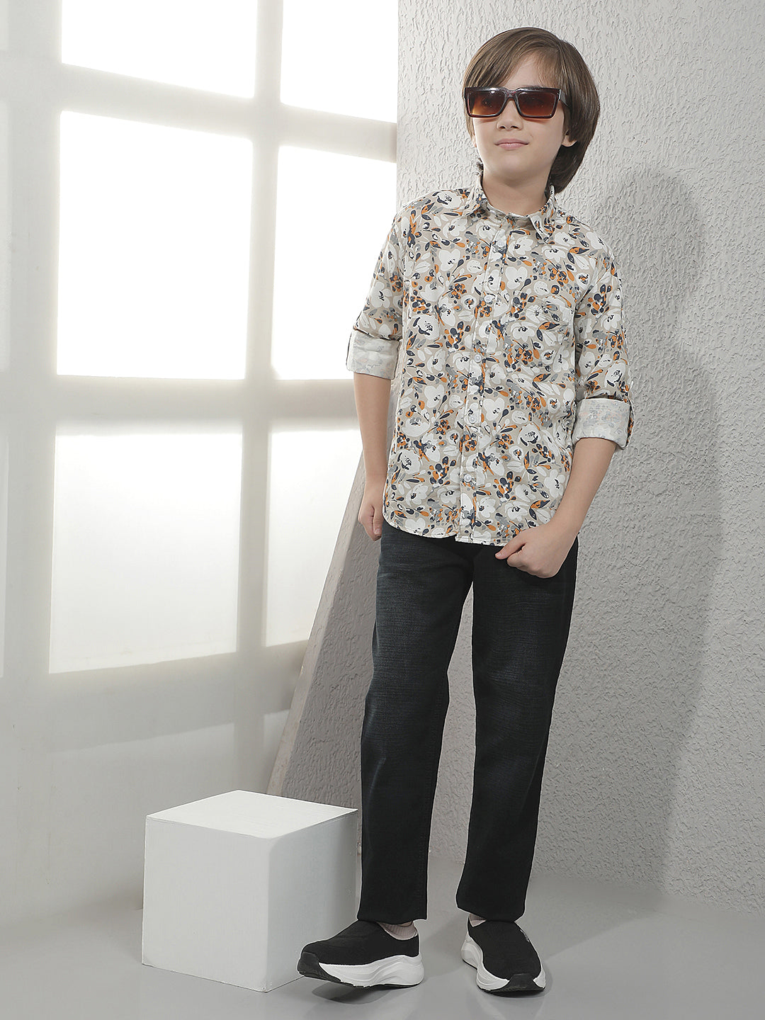 Beige Graphic Print Shirt