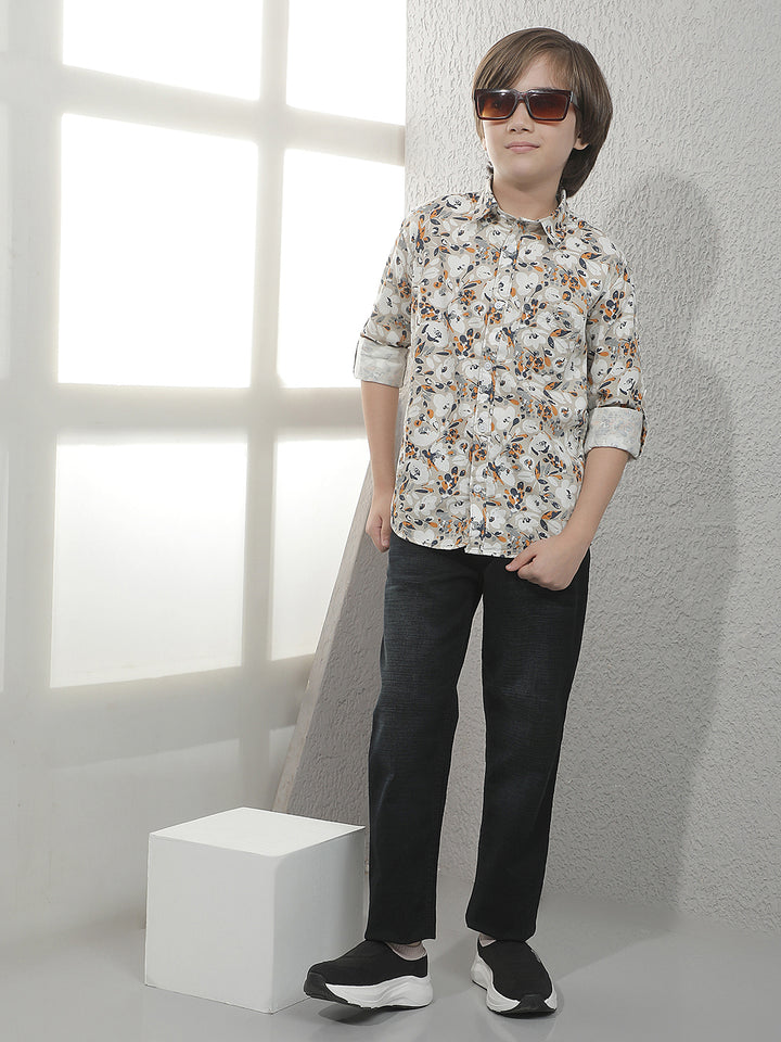 Beige Graphic Print Shirt