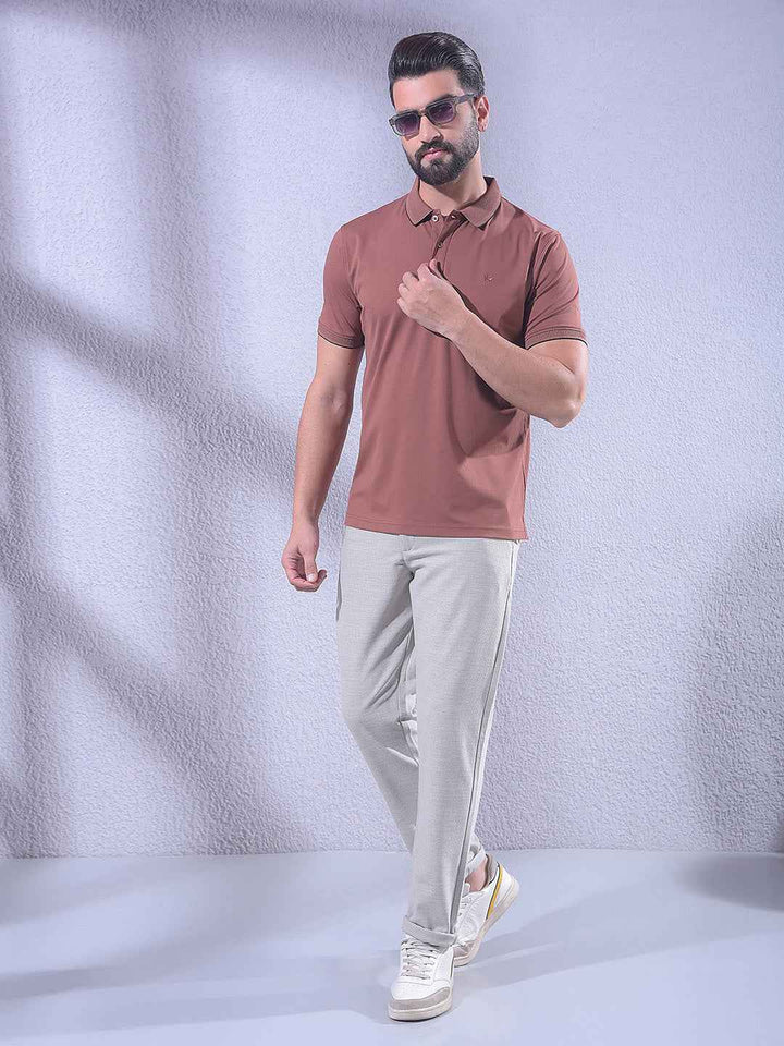 Brown Polo Neck T-Shirt