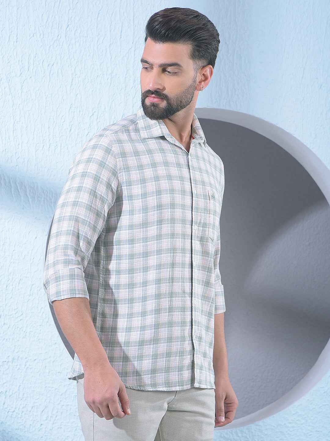Green Checked 100% Cotton Shirt