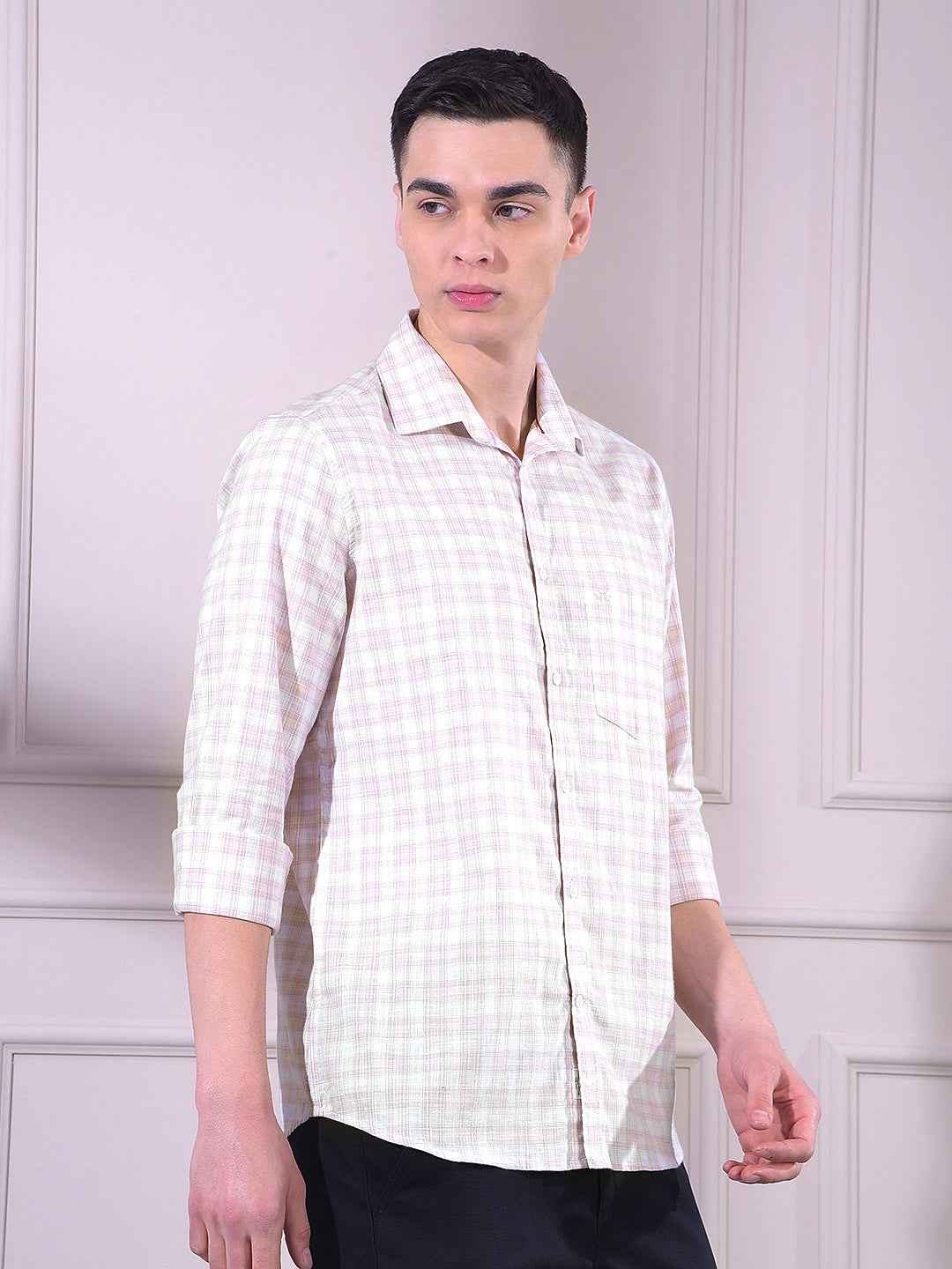 Yellow Checked 100% Cotton Shirt