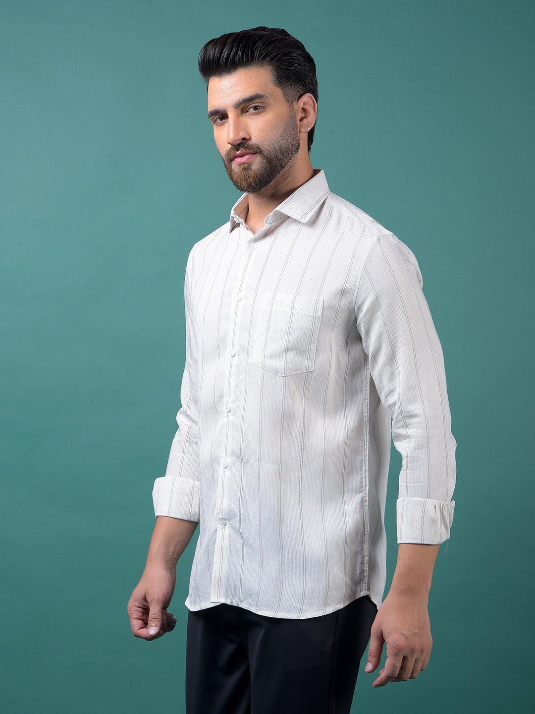 White Vertical Stripes Shirt