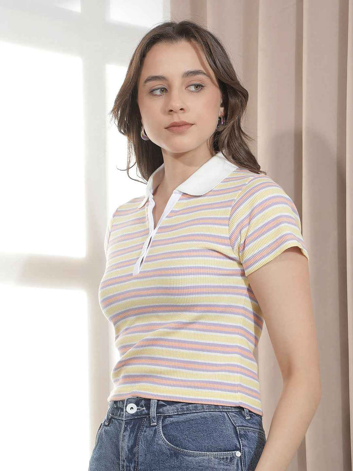 Multi Color Horizontal Striped T-Shirt
