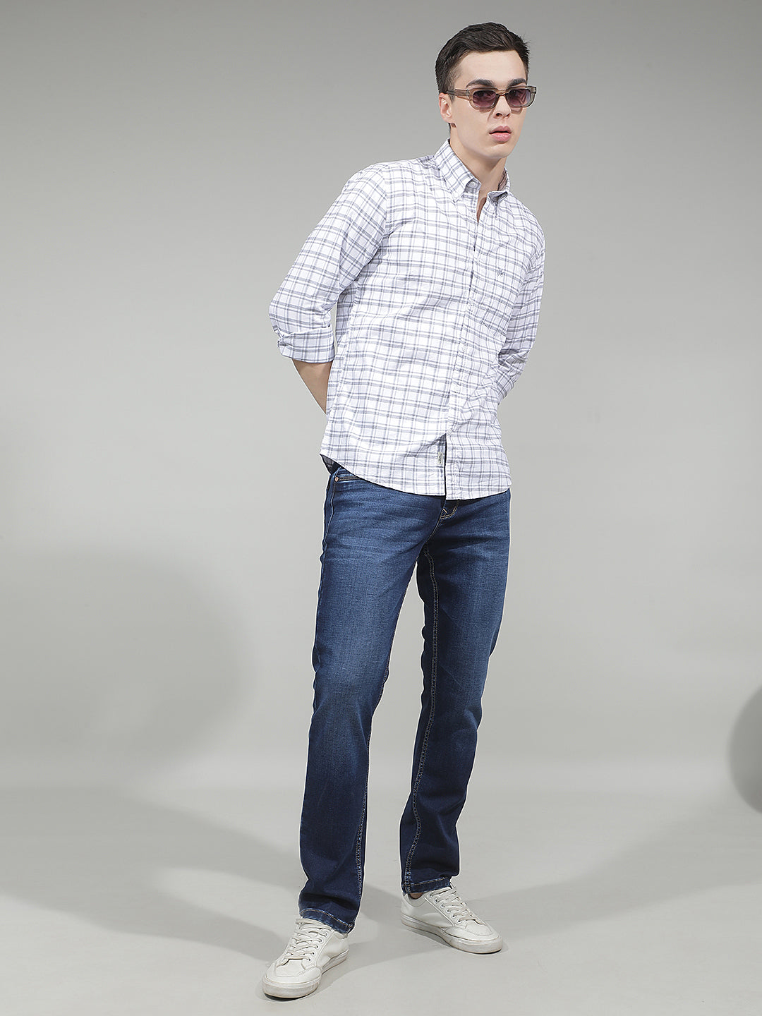 Metallic Steel Blue Jeans