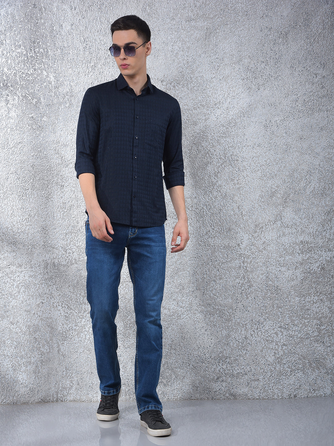 Era Motion Navy Blue Printed Shirt