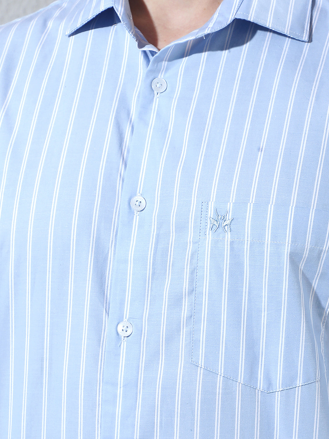Blue Vertical Stripes 100% Cotton Shirt