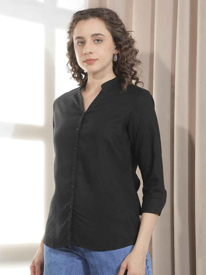Dashing Black Luxe Linen Shirt