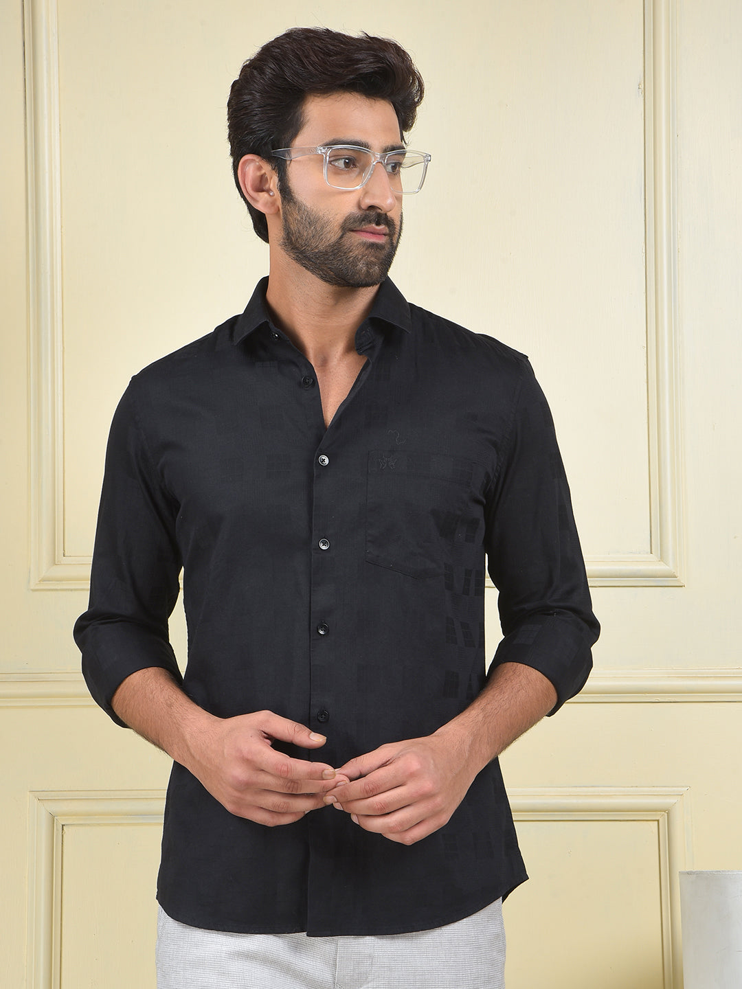 Casual Ease Black 100% Cotton Shirt