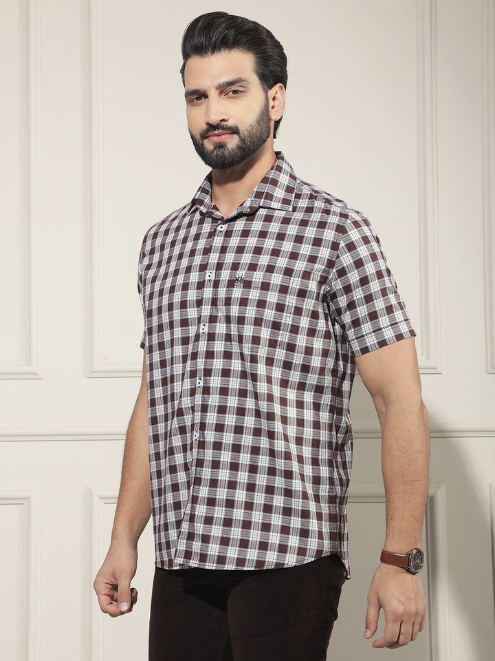 Purple Checked 100% Cotton Shirt