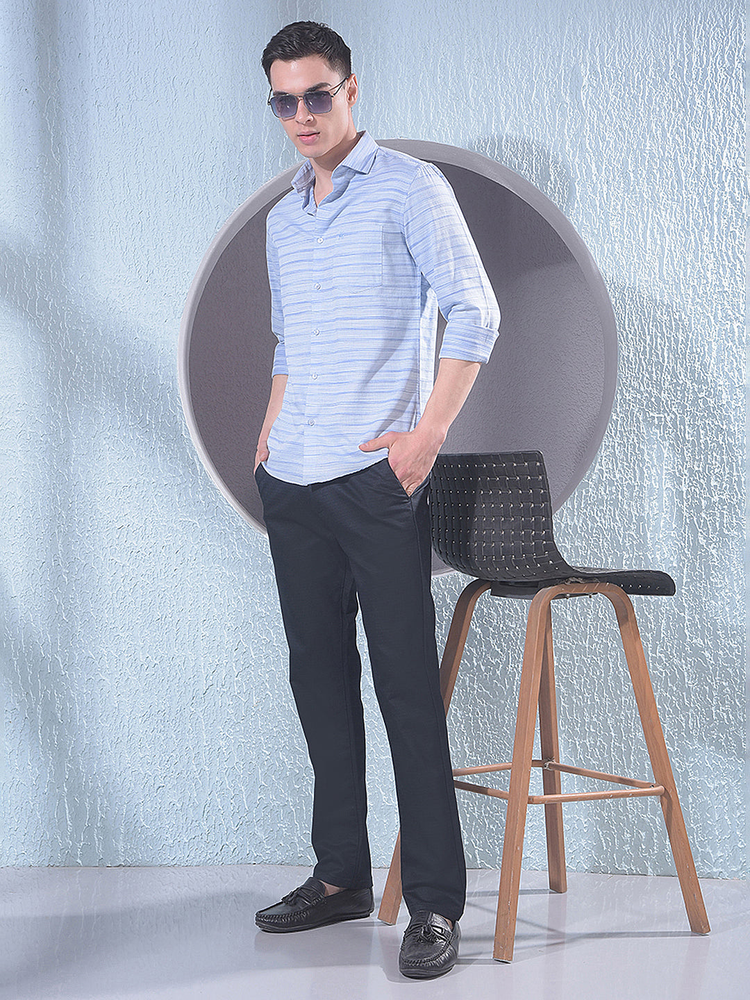 Navy Blue Printed Trousers