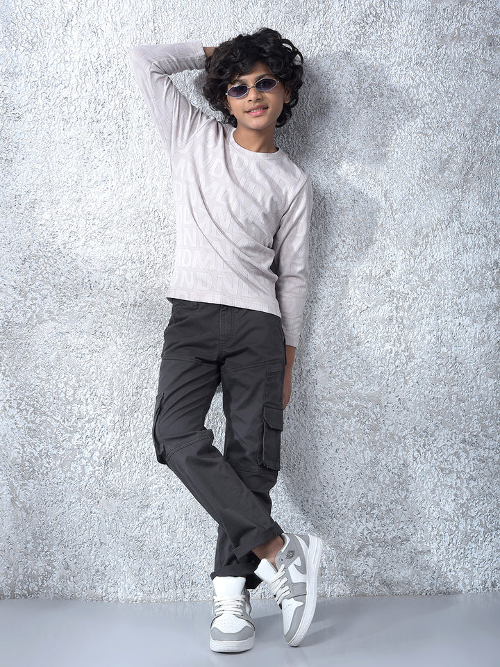 Effortless Look Beige Jacquard T-Shirt