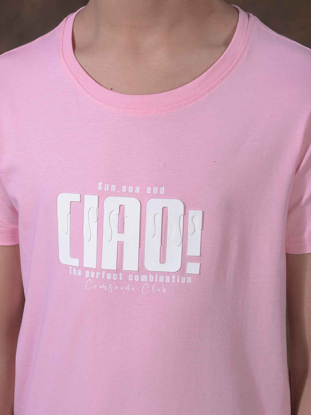 Pink Typographic Print T-Shirt