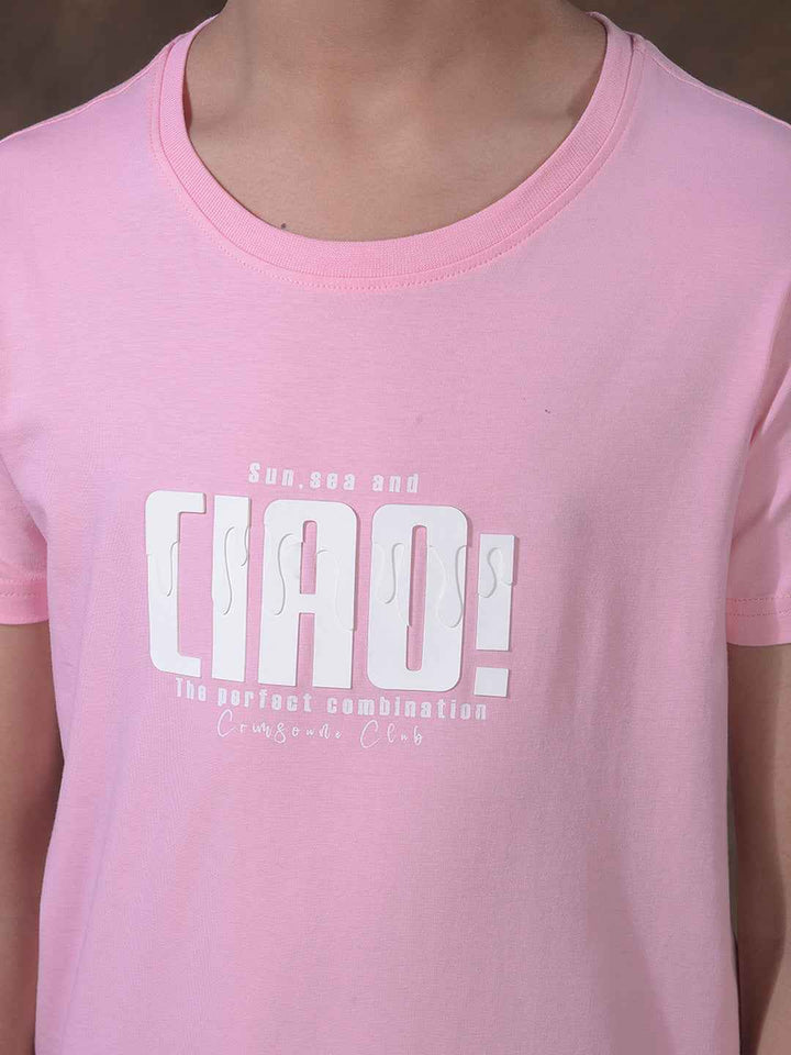 Pink Typographic Print T-Shirt