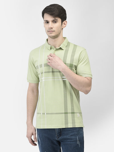 Green Printed Polo Neck T-Shirt