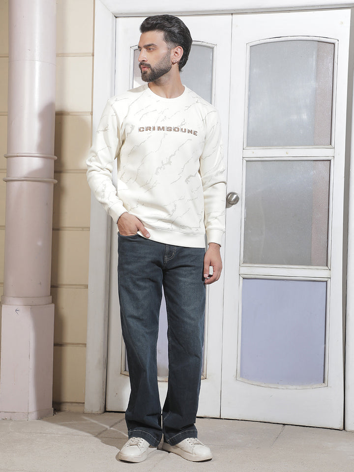 White Graphic Print Sweatshirt