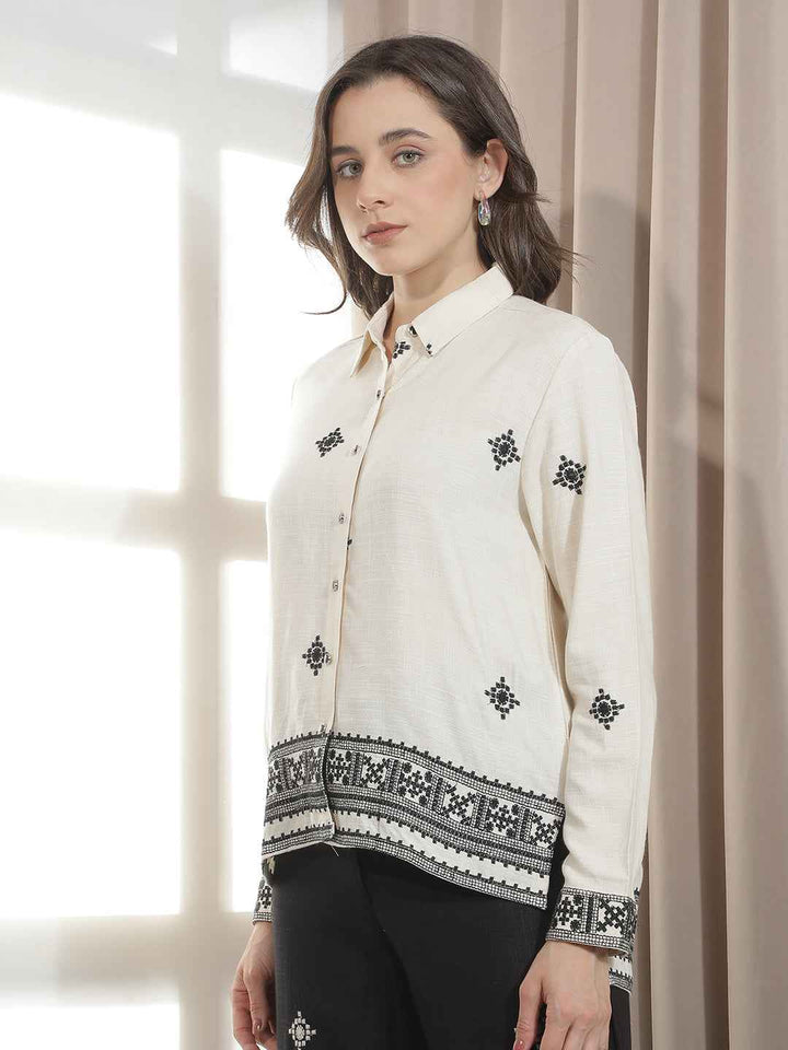 Artisanal Cream Embroidered Shirt