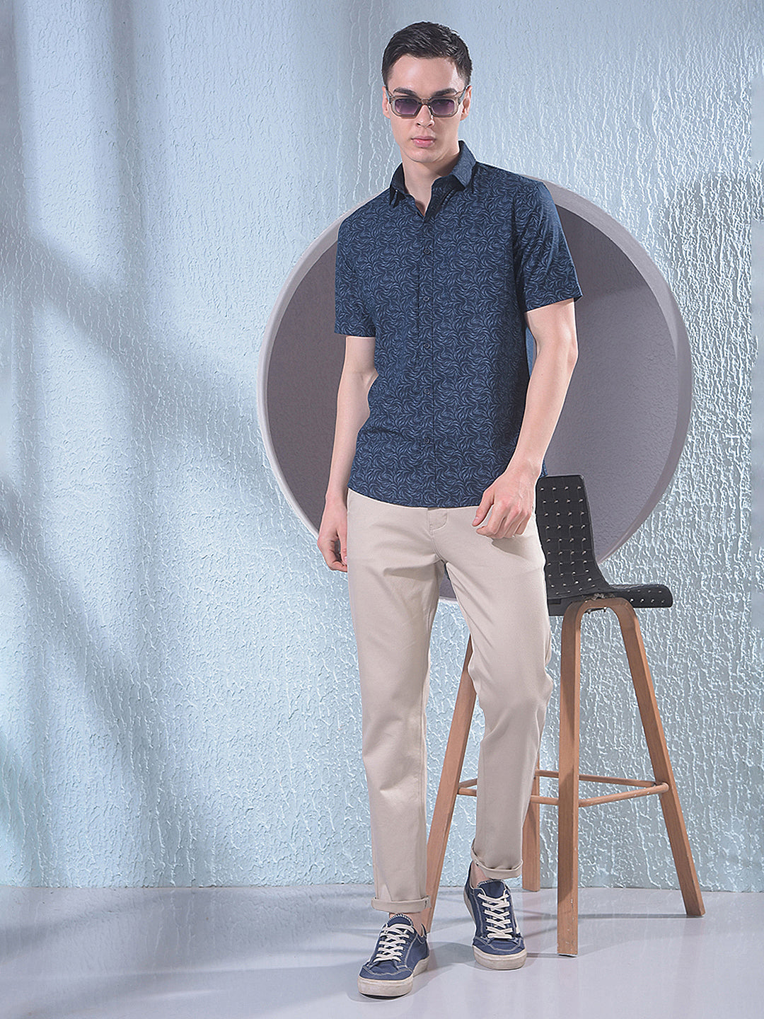 Navy Blue Printed Shirt