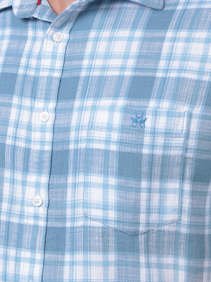 Blue Checked 100% Cotton Shirt