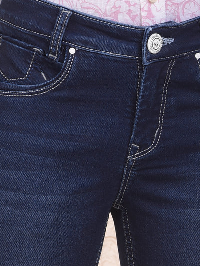 Stylish Dark Slim Fit Blue Jeans