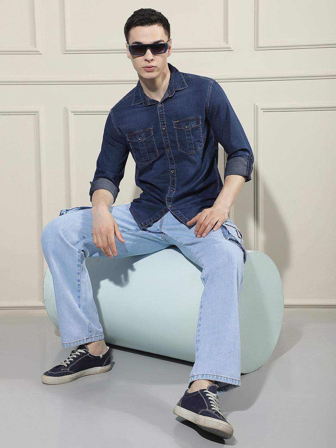 Navy Blue Double Pocket Shirt