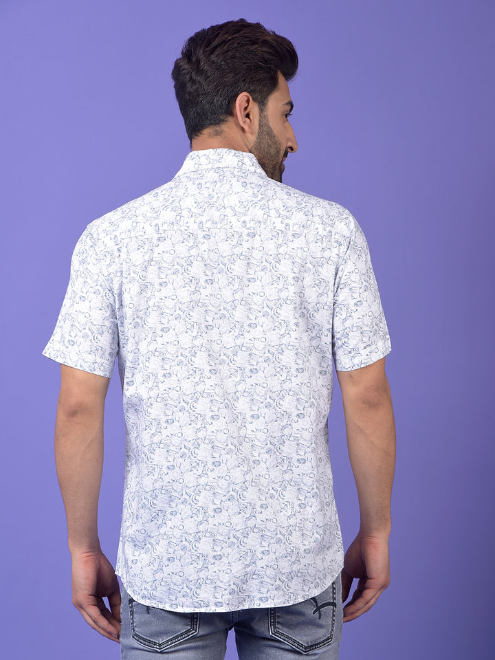 Blue Printed Modal Shirt