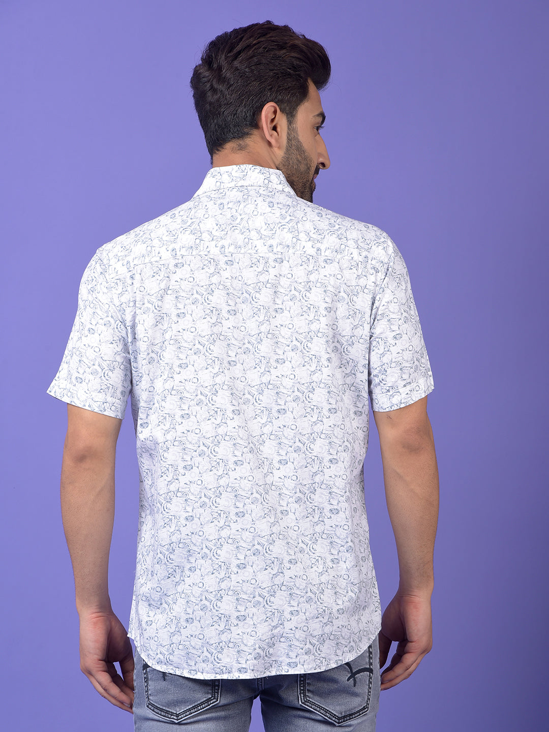 Blue Printed Modal Shirt