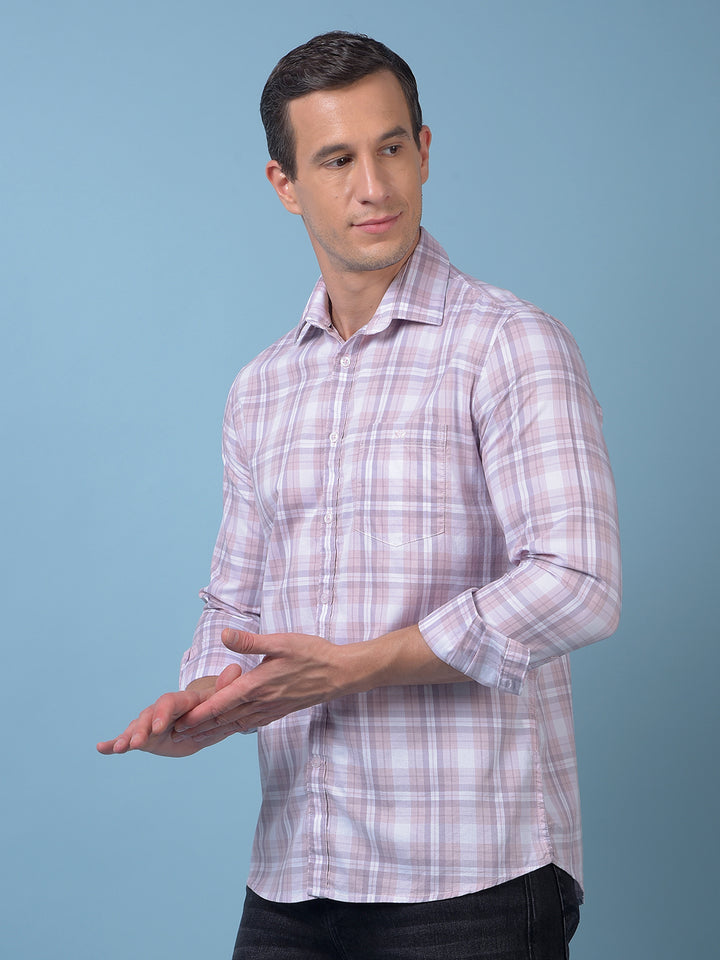 Pink Checked 100% Cotton Shirt