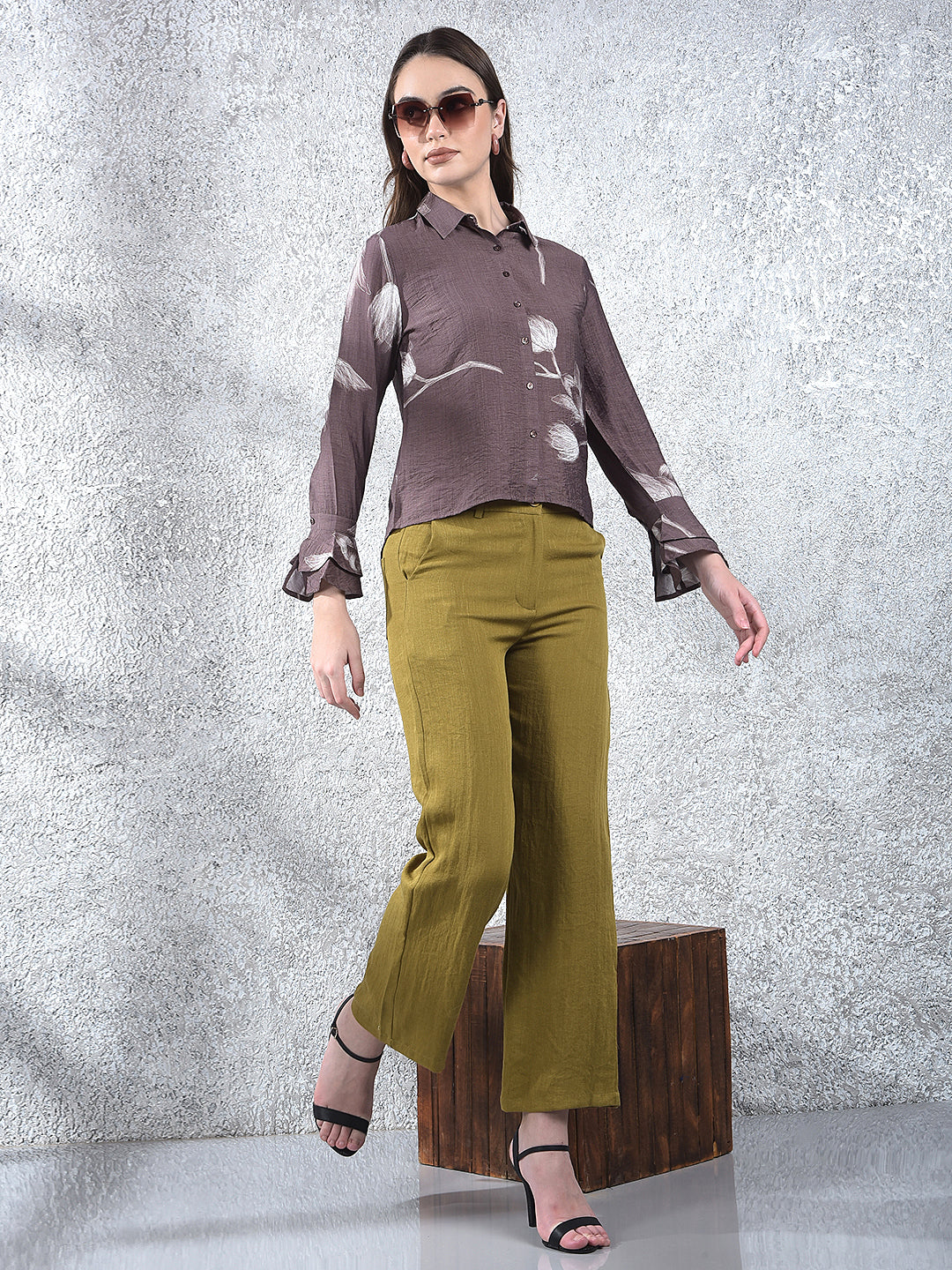 Brown Floral Print Shirt