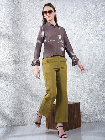 Brown Floral Print Shirt