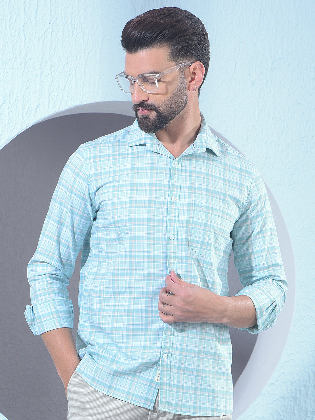 Green Checked 100% Cotton Shirt